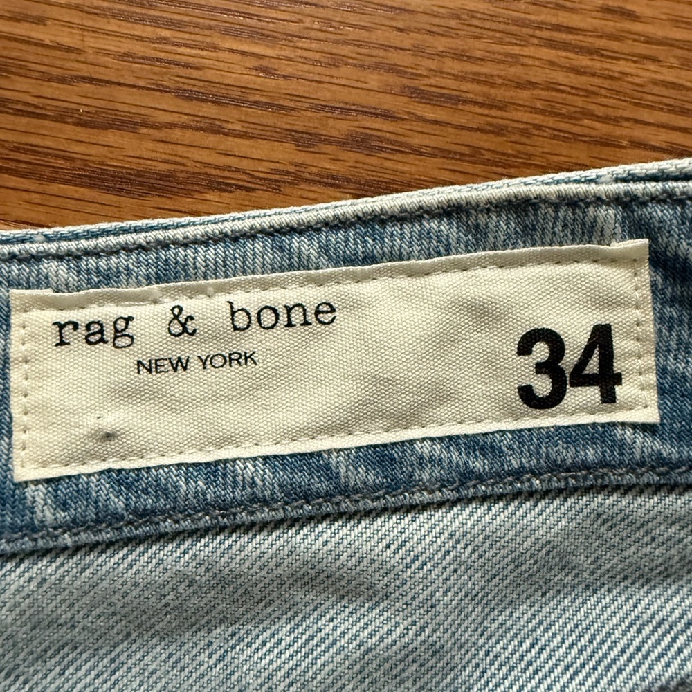 RAG & BONE Mia Yoke Clean Lou High Rise Relaxed Denim Blue‎ Jeans Retro Tie 34 - Picture 6 of 10